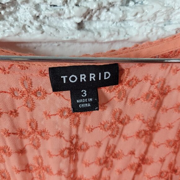 Torrid Womens Dress 3 3X Plus Sheath High Low Orange Swiss Dot ORA10E - Picture 9 of 12